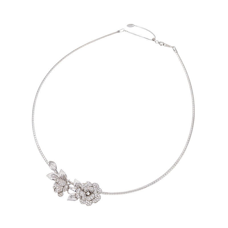 GSTV パラジウムシルバー950/SV 天然ホワイトジルコン Mia ネックレス