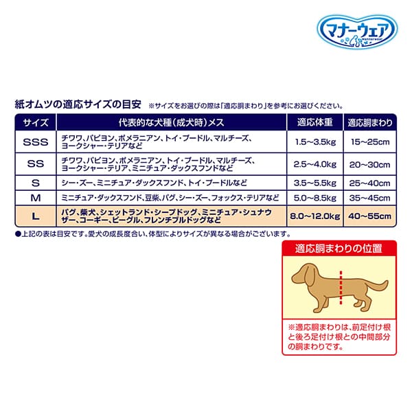 マナーウェア長時間快適オムツ女の子用L28枚×8｜ユニ・チャーム