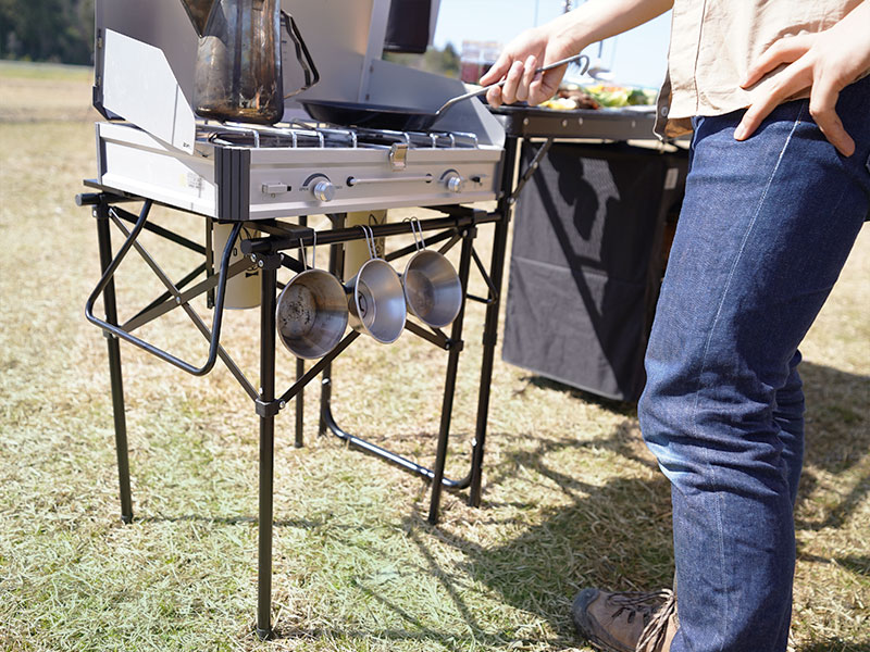 DOD クッキングキング オールインワンキッチン 耐熱メッシュ 収納棚付き