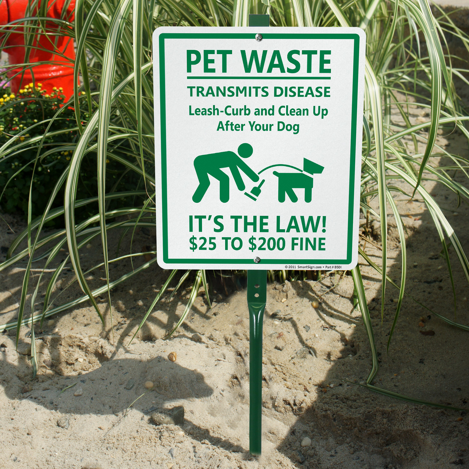 Dog Poop Sign - Leash-Curb and Clean Up After your Dog Sign