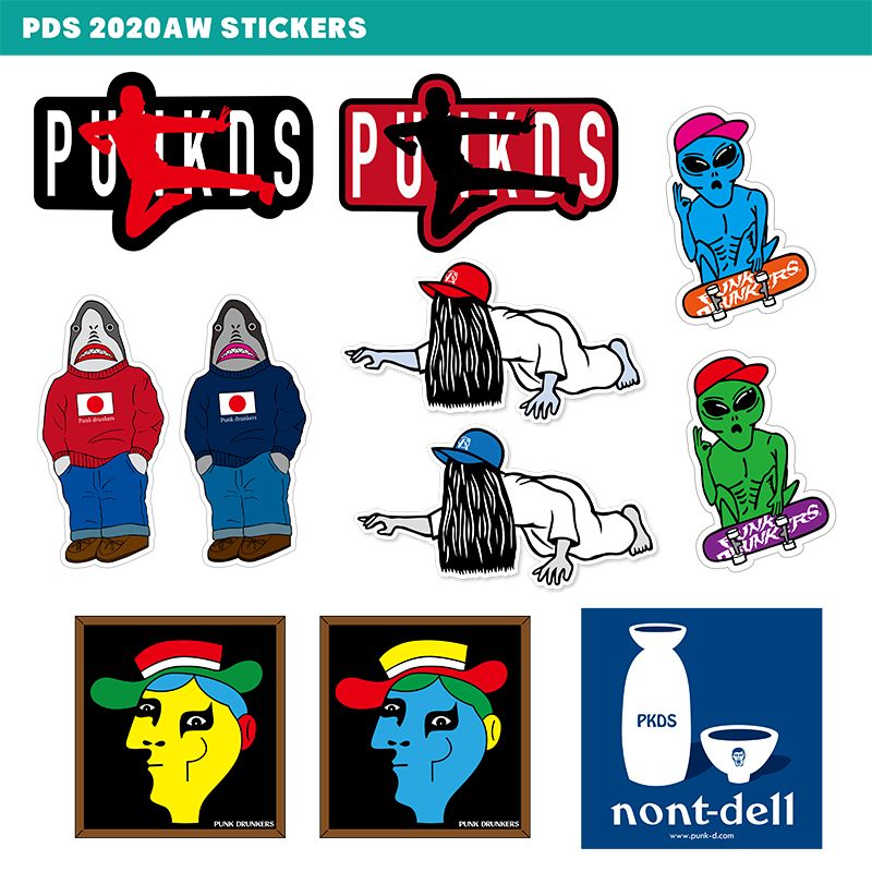 PUNK DRUNKERS - ステッカー / 宇宙人スケボー | DOLL