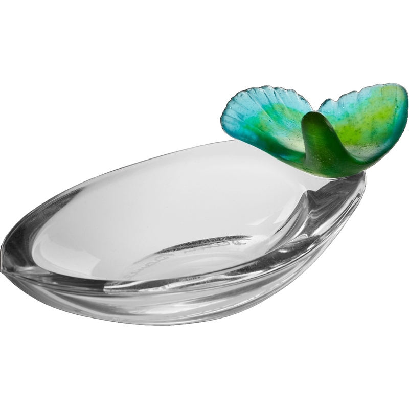 Daum ドーム グリーンの花 パートドべール ガラス クリスタル Daum