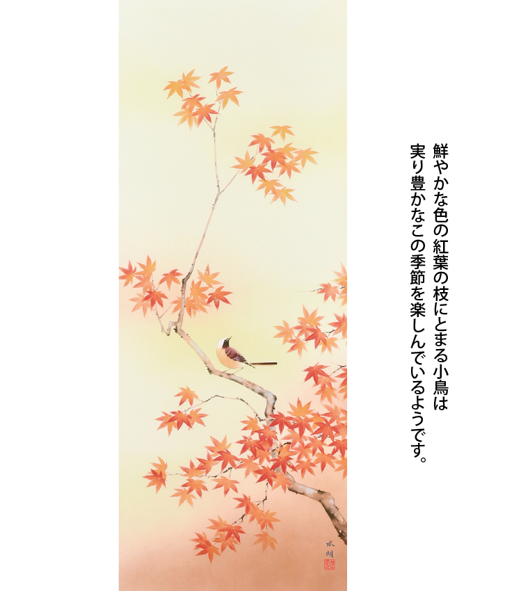 糸菊図】戸田北遥 2706 白キクに小禽 肉筆 掛け軸 共箱 糸菊図】戸田北