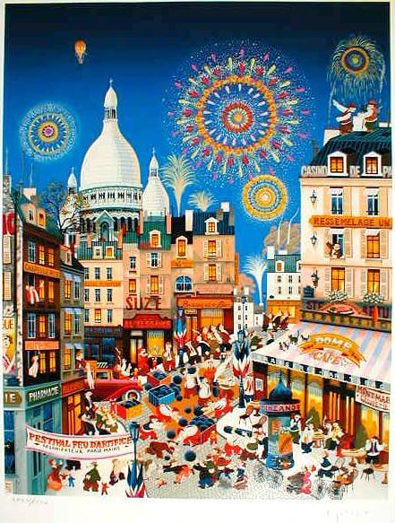 □ヒロヤマガタ（山形博導） 【モンマルトルの花火】 シルクスクリーン