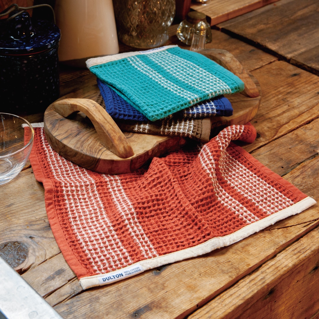 DULTON ONLINE SHOP | WAFFLE INDIE HAND TOWEL SET OF 3 RED & BROWN