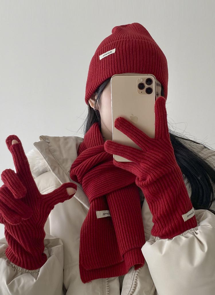 familiar ファミリア マフラー 手袋 帽子 セット キッズ 赤 familiar