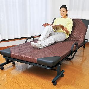 折りたたみベッド 高さ調整11段階 ブラウン 折りたたみベッド 高さ調整