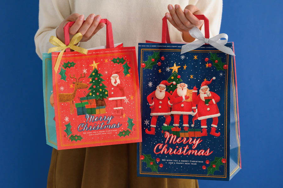 愉快なクリスマスギフトペーパーバッグ-1(W220×D120×H310): 手提げ袋