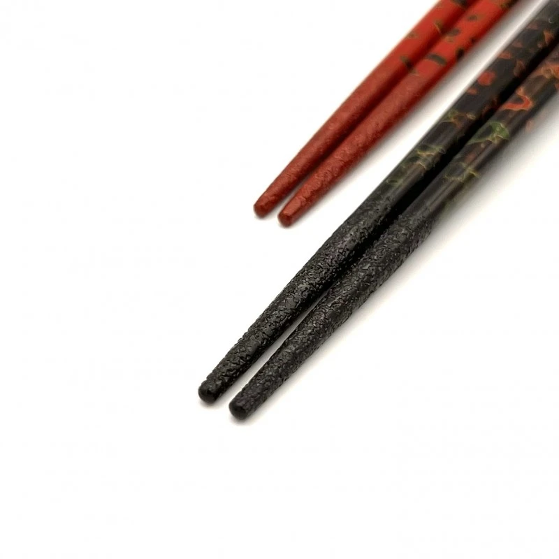 送料無料】津軽塗箸 先乾漆 唐塗 呂・赤 夫婦箸セット【桐箱入】 - お