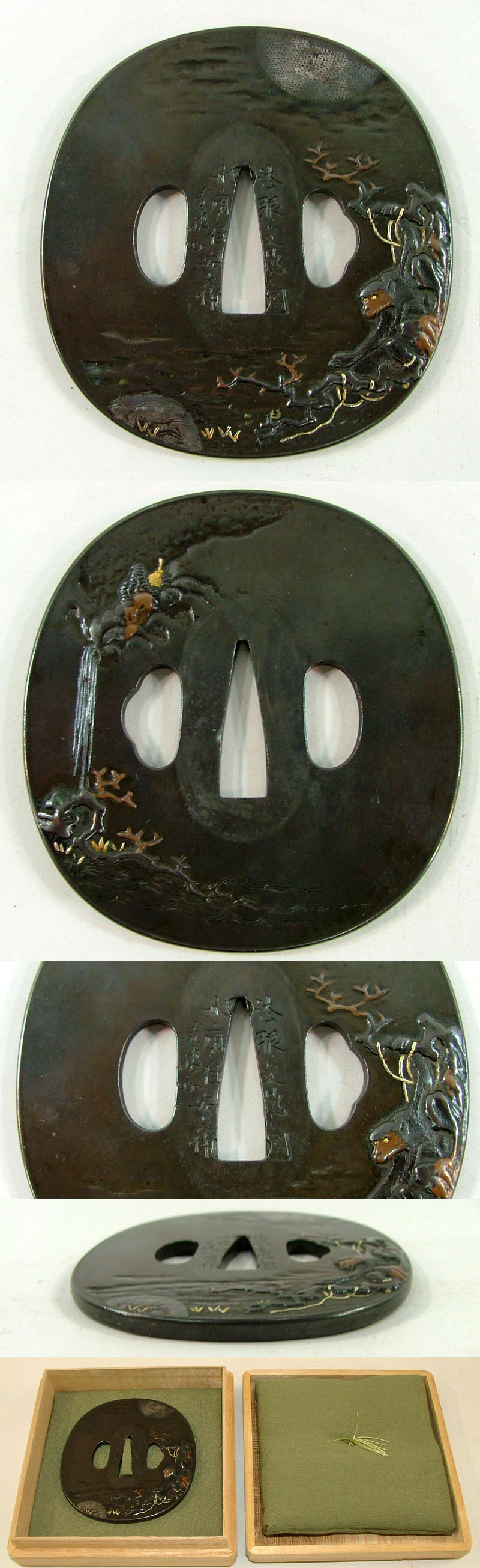 日本刀 猿猴捉月図鍔 法眼文晁之図 水府之住安光作 武龍斉｜日本刀