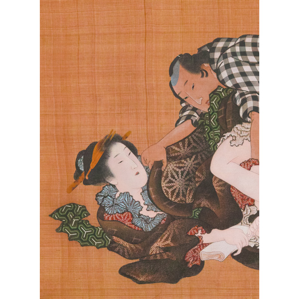 工芸画】伝・葛飾北斎筆【春草図】春画◇複製画 美人画 掛軸 伝・葛飾