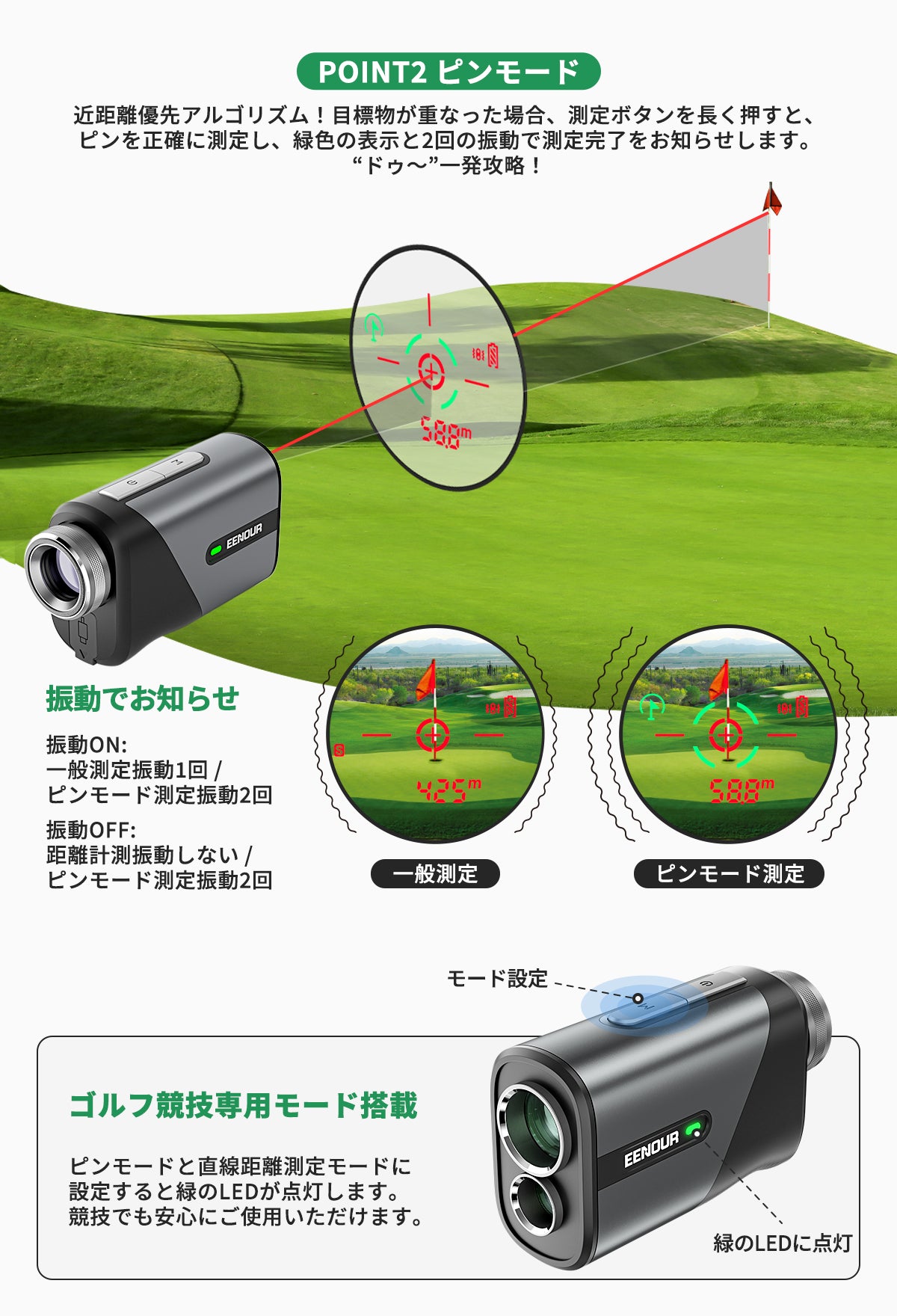EENOURゴルフレーザー距離計U1000PRO+