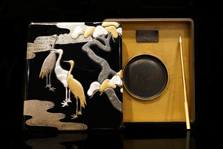 古い 木製 組み木 墨型 大 書道 文房四宝(ZE582) 古い 木製 組み木 墨