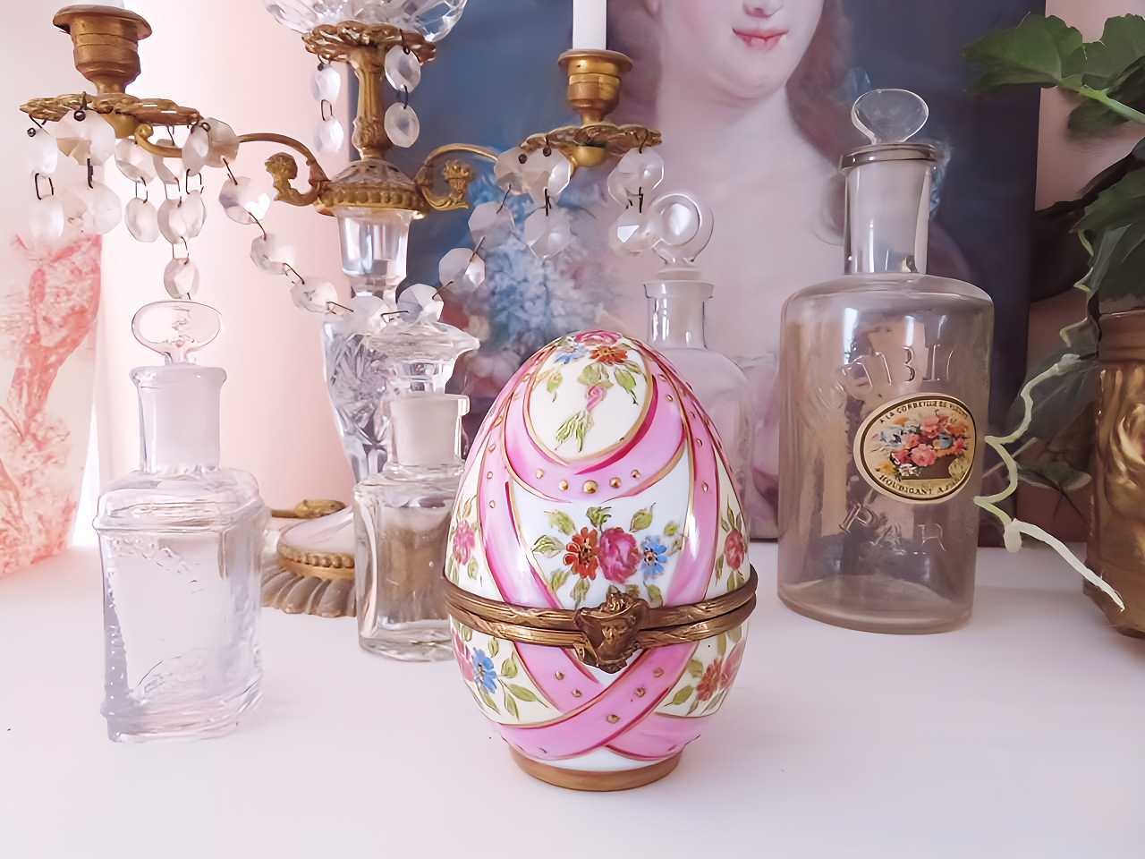 金彩 薔薇花紋 リモージュボックス（B) - 薔薇と天使のアンティーク