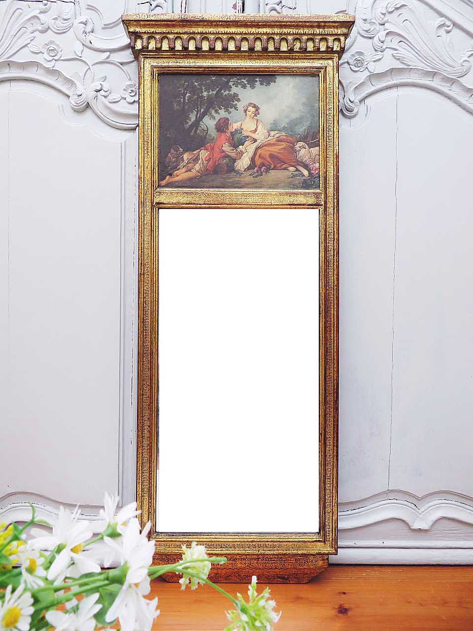 絵画 フランク・エル「パンジーのブーケ」額縁入/花の絵/インテリア