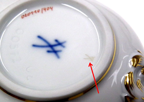 S144-1 オールドマイセン ボタン双剣 朱金オニオン プレート ma S144-1