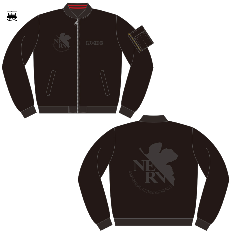 EVAx錦】桜流水2号機/MA-1 リバーシブル総刺繍スカジャン/BLACKx袖RED