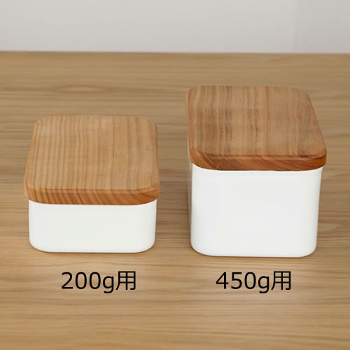 野田琺瑯(ノダホーロー) バターケース 450g用 天然木蓋(サクラ) 保存