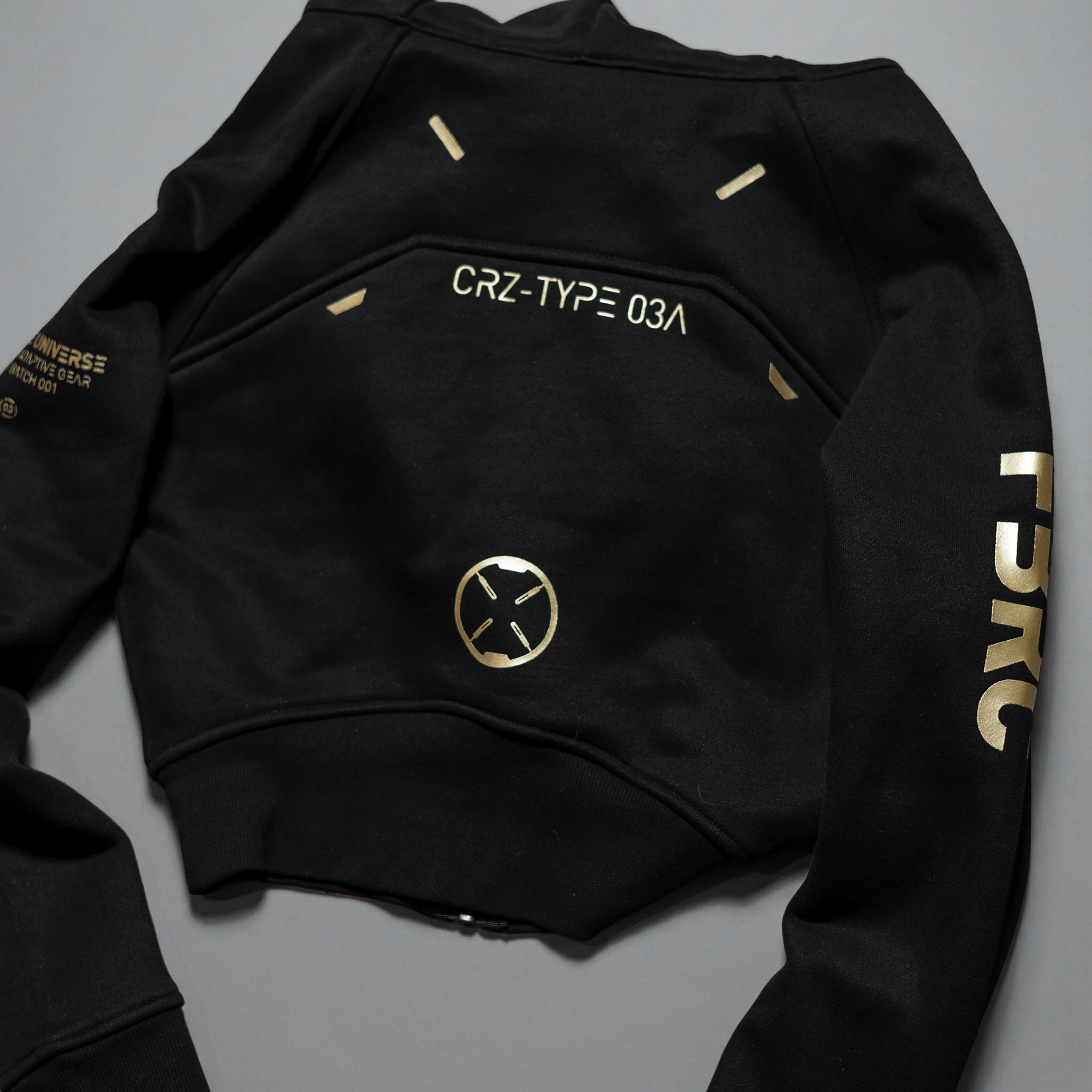 Fabric of the Universe CRZ-Type 03A Black Crop Zip Hoodie