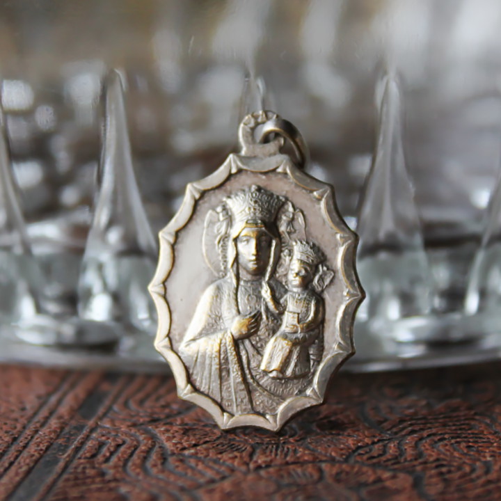 絶えざる御助けの聖母子・イエスの御心聖心メダイ｜アンティークメダイ