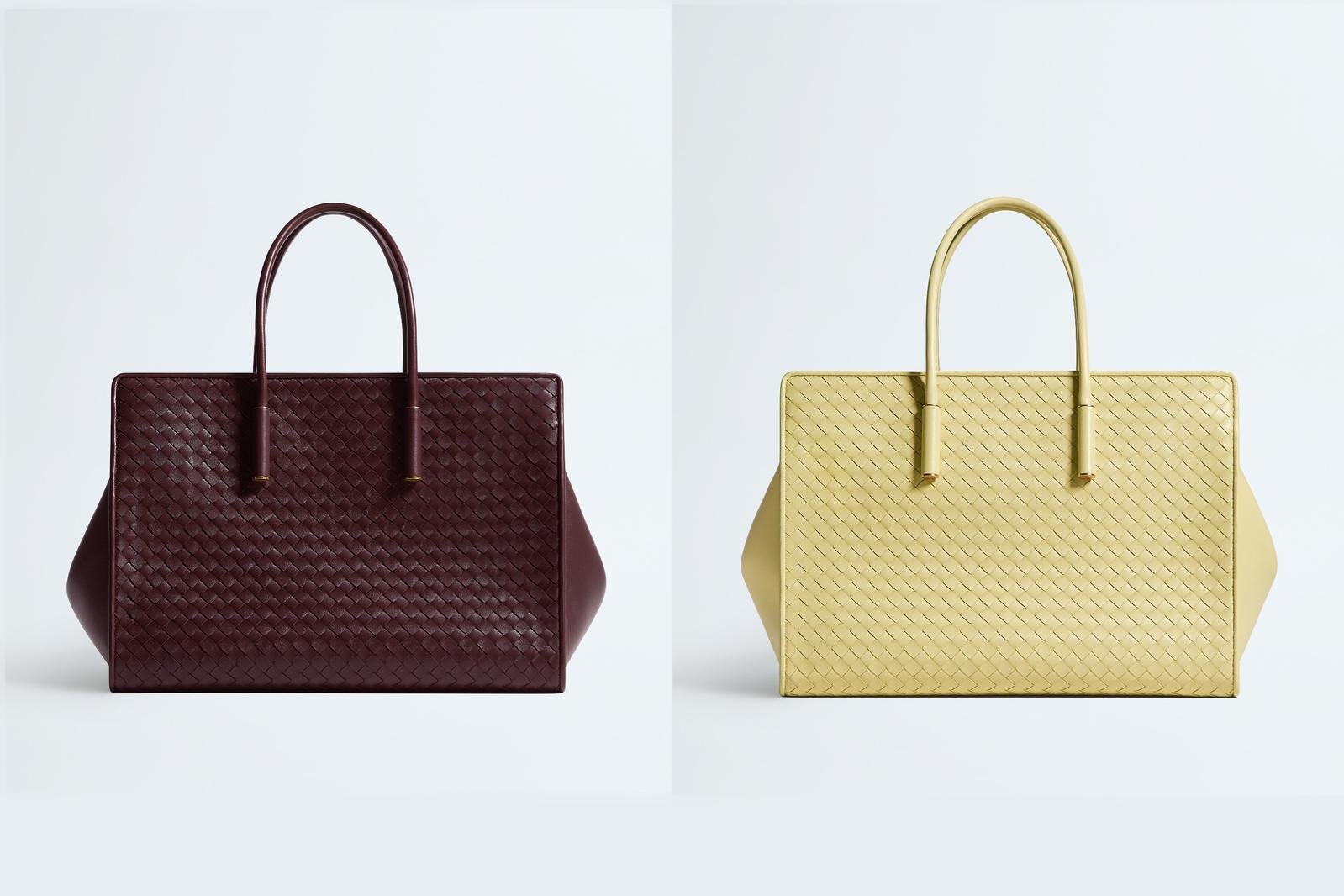 ボッテガ・ヴェネタ“編み込みレザー”のトートバッグ、ボルドー
