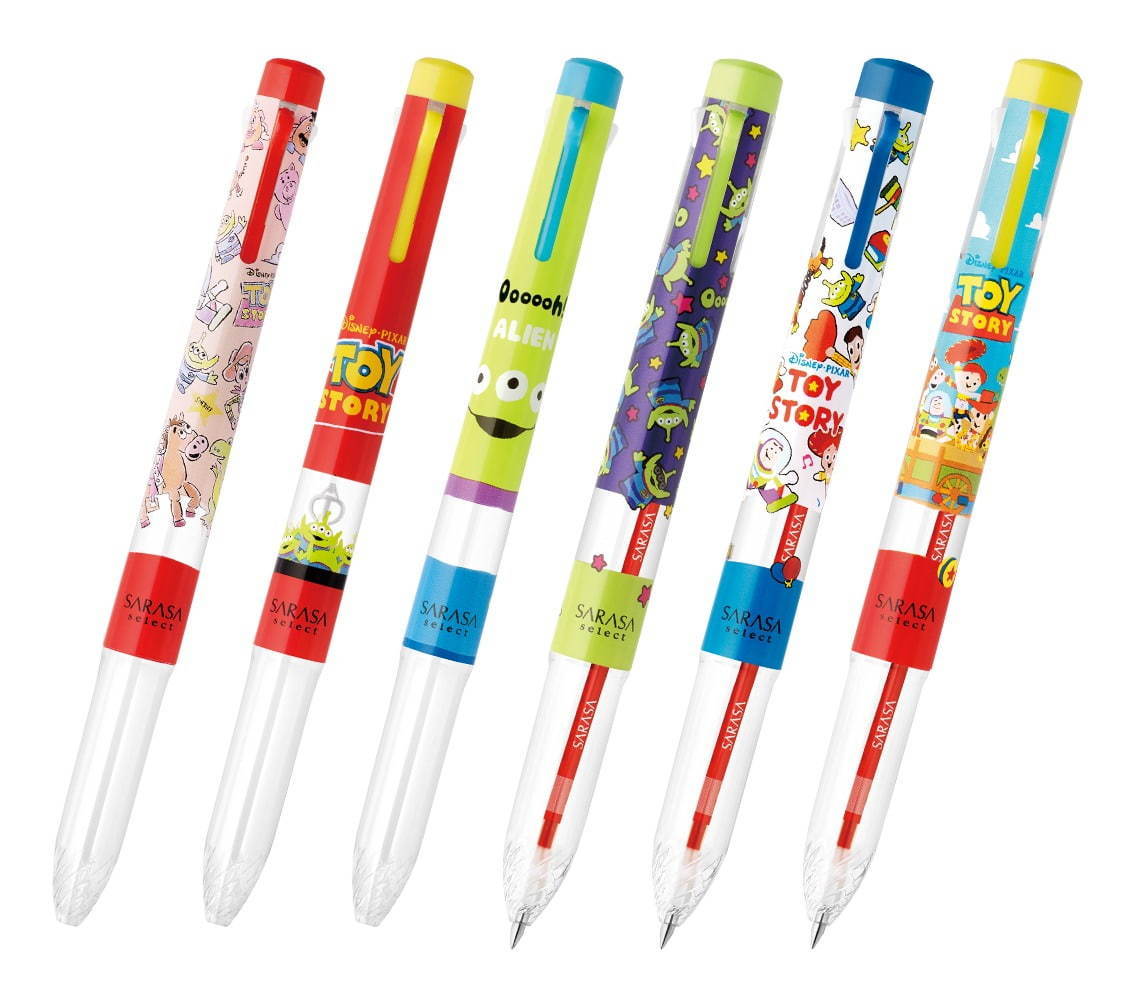 トイ・ストーリー」のボールペン、ウッディやエイリアンの手描き風