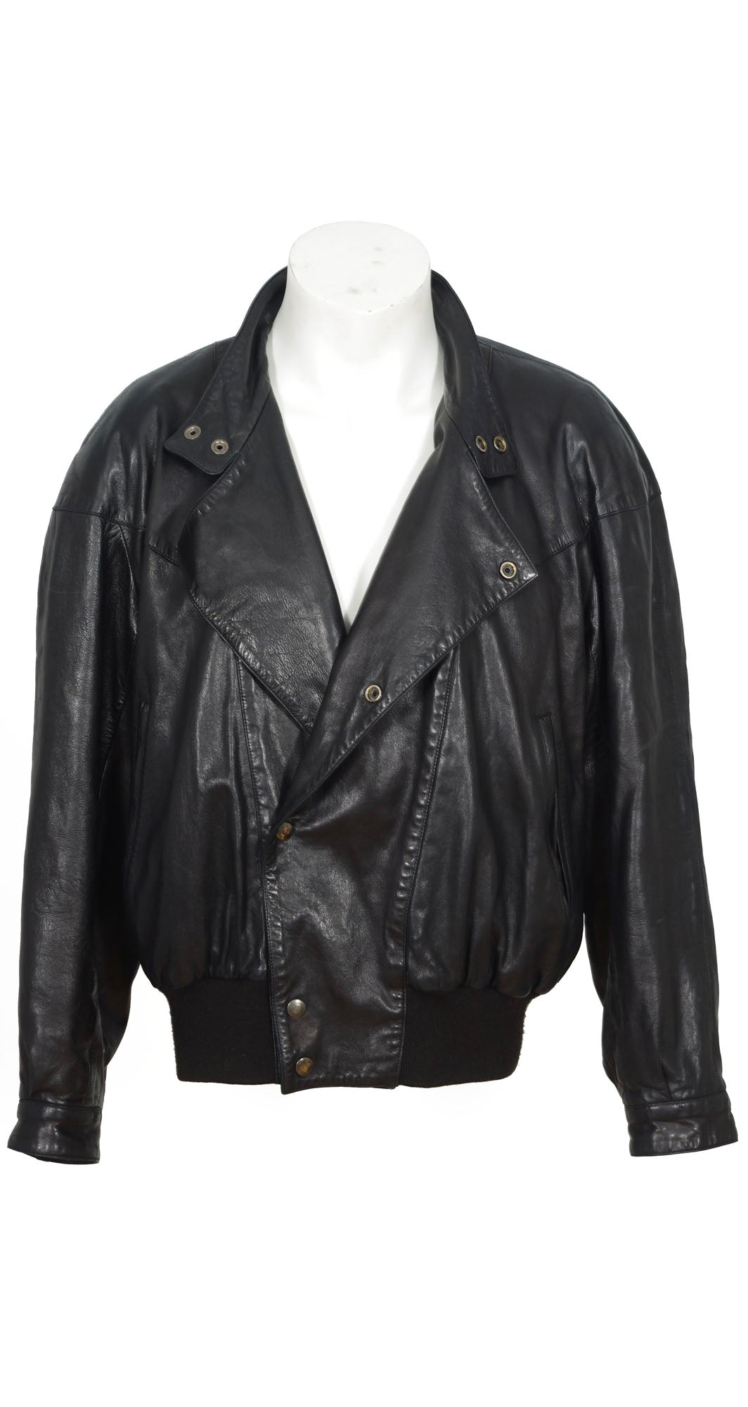 Claude Montana 1980s Vintage Men's Ideal Cuir Black Leather Jacket