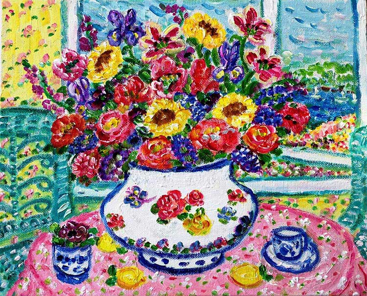 レスリーセイヤー シルクスクリーン フラワーファンタジー レスリー