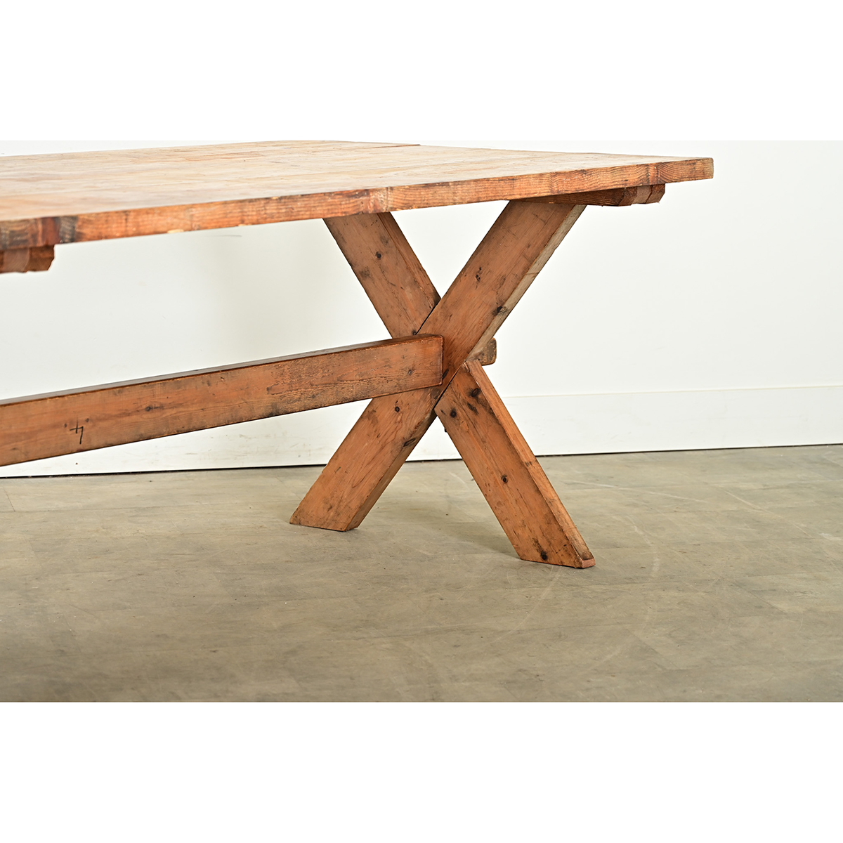 Swedish 20th Century Pine Trestle Table - Fireside Antiques