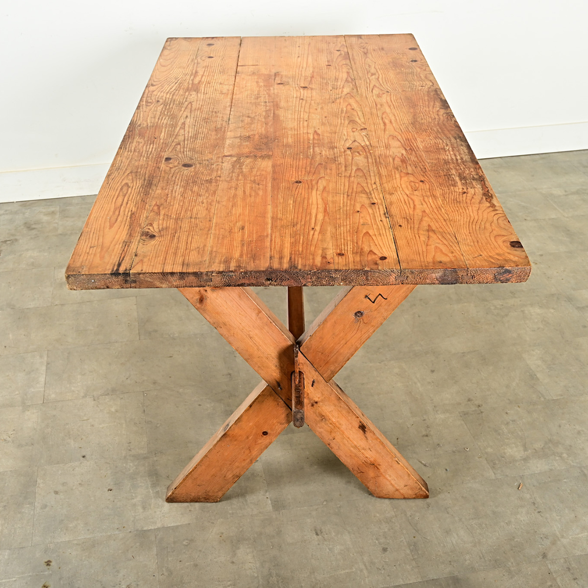 Swedish 20th Century Pine Trestle Table - Fireside Antiques