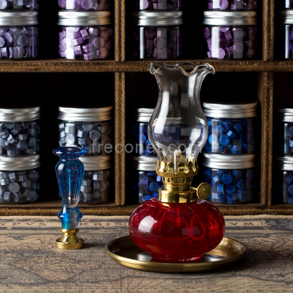 アンティークオイルランプ レッド 【宅急便配送】