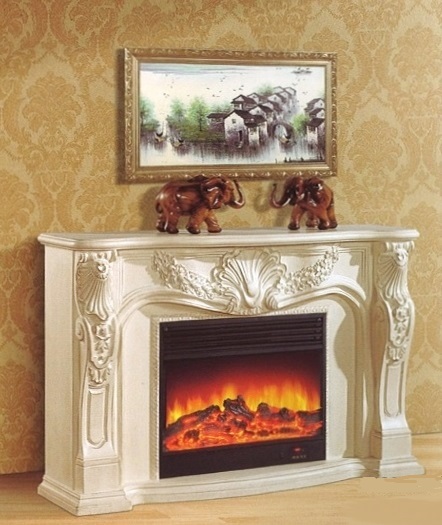 fu-collection】 マントルピース フェイクファイヤー付 ホワイトMDF