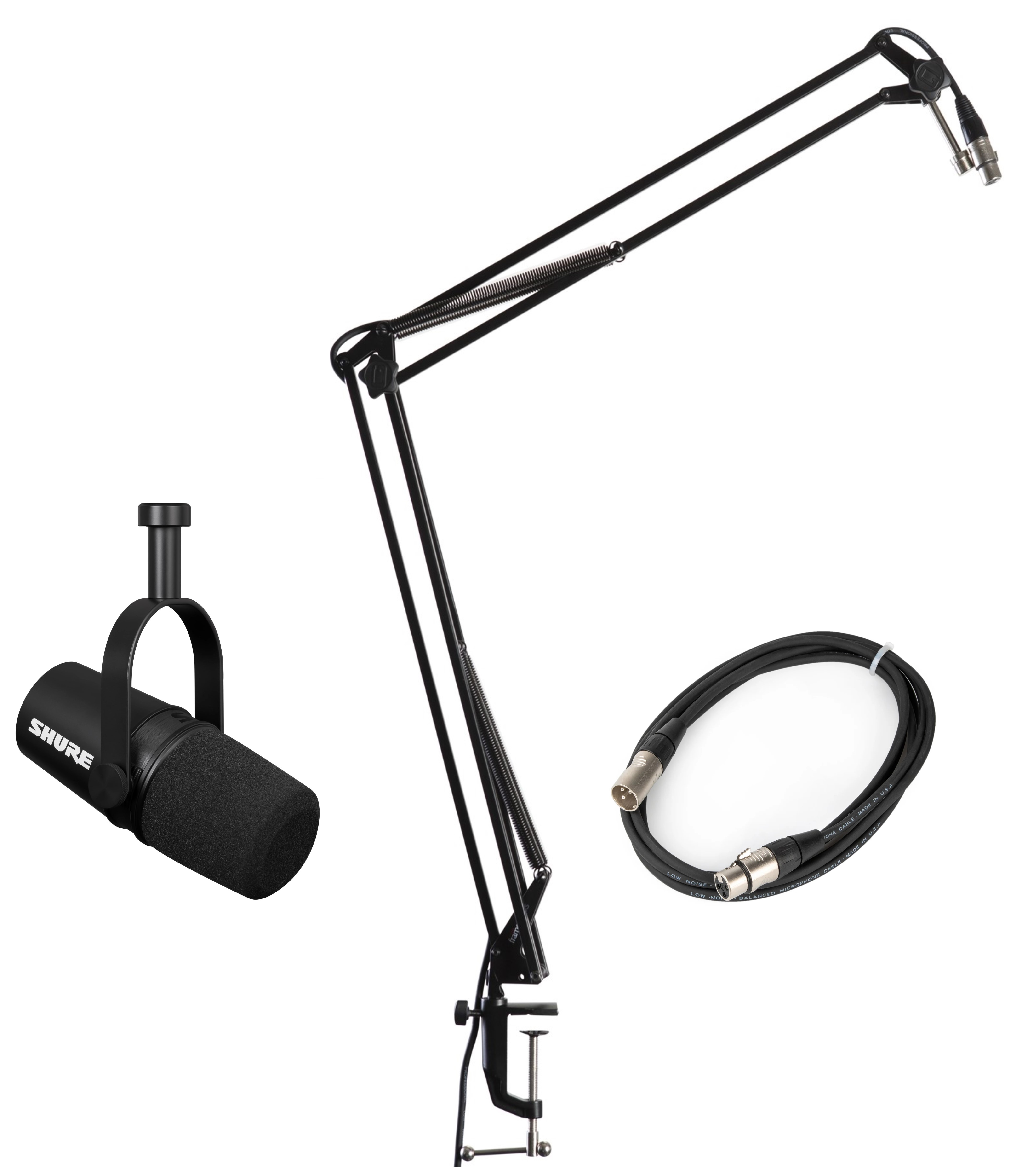 Shure MV7X Desktop Boom Bundle MV7X MIc, XLR Cable with Gator