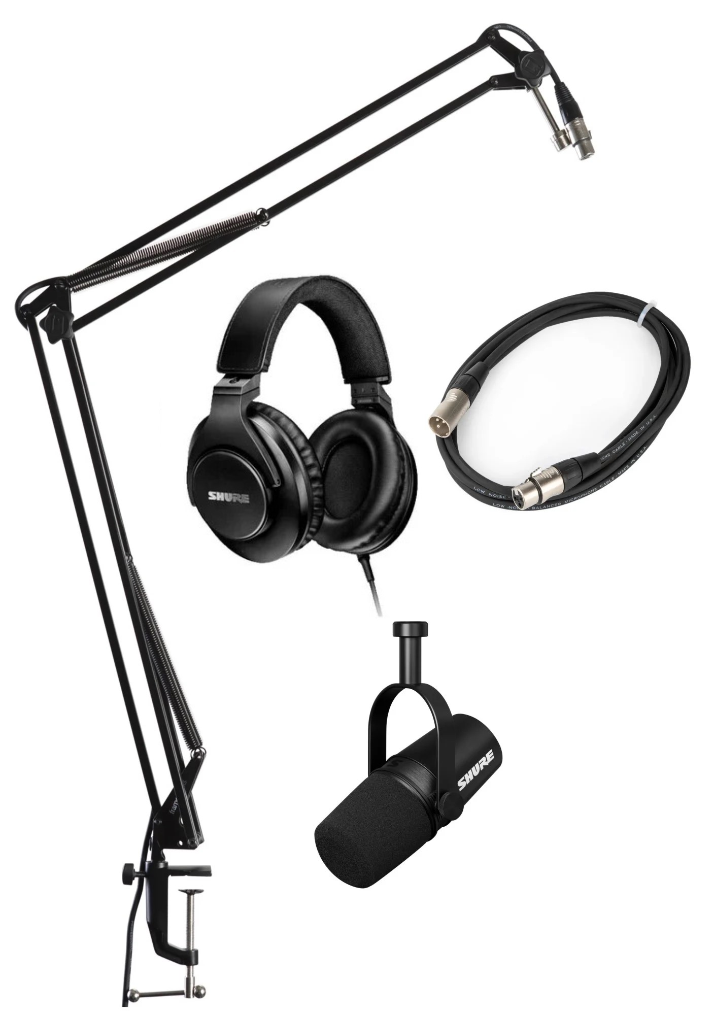 Shure MV7X Podcast Bundle MV7X Mic, XLR Cable, SRH440A Headphones