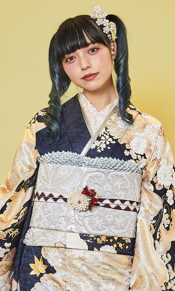 桂由美 紺色金彩古典振袖｜伝統古典 【菊京屋】振袖レンタル 成人式