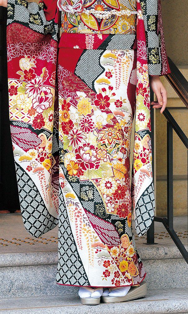 D796 振袖 紅型 正絹 着物 袷 極美品 D796 振袖 紅型 正絹 着物 袷 極