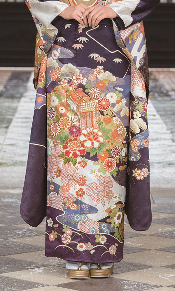 京友禅振袖・紫色・紺・藤色┃伝統古典【菊京屋】