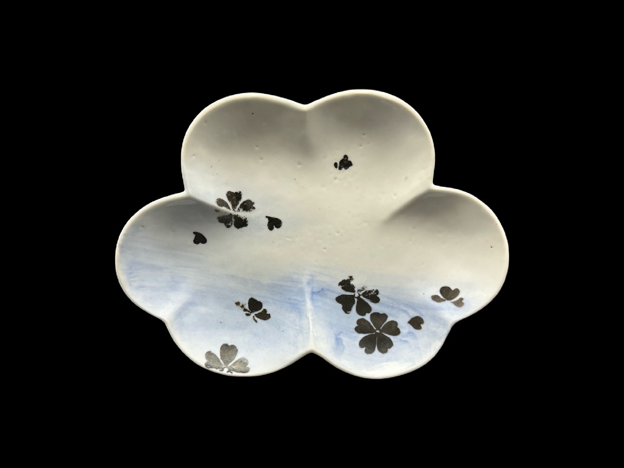 彩磁桜花文平皿 五枚組 (未使用 新品同様) 彩磁桜花文