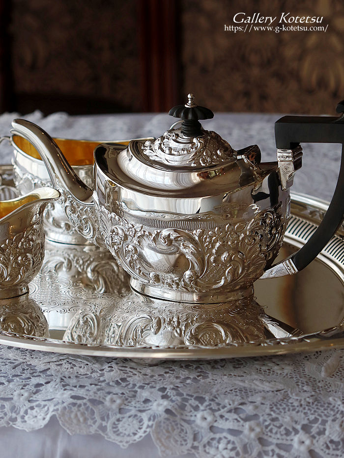 ティーサービス 4点 Elkington】 ビクトリアンのティーサービス 4点