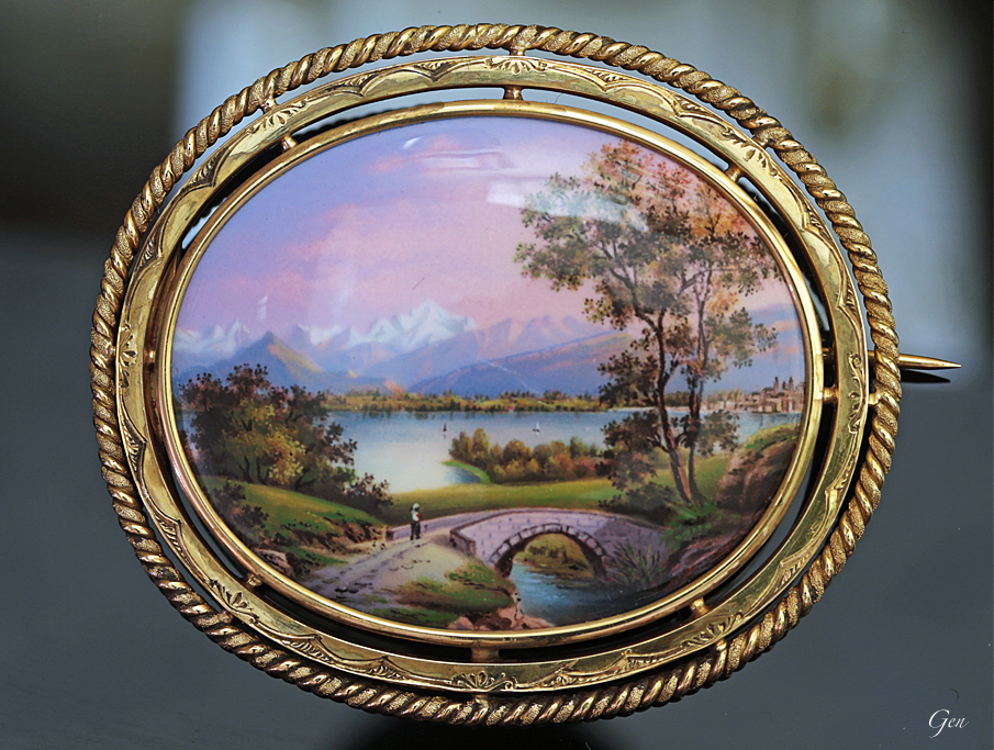 シオンエナメル（スイスエナメル） ブローチ アンティーク