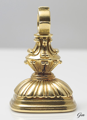 週末特価 イギリス インタリオ シール シトリン 金張り ライオン紋章