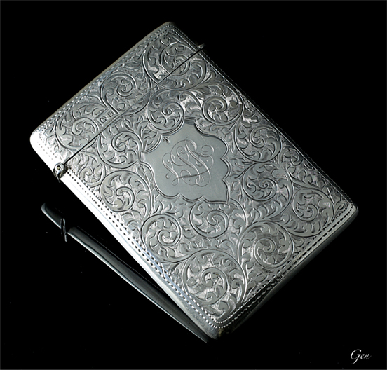 1904年 英国アンティーク スターリングシルバー カードケース 名刺入れ