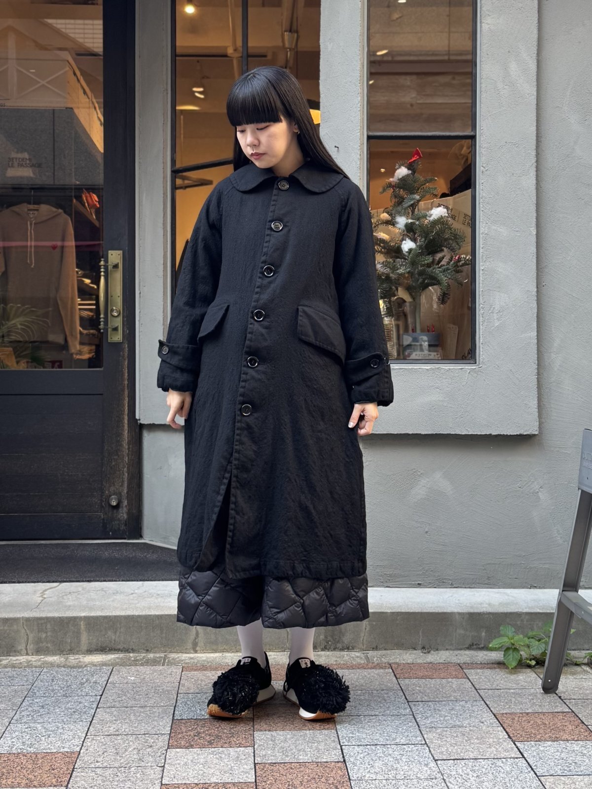 tricot COMME des GARCONS コート ブラック ウール トリコ