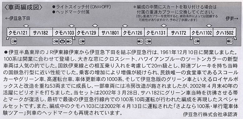 完全保存版】 伊豆急 100系 快速「さよなら100系 10両編成号」 (木箱