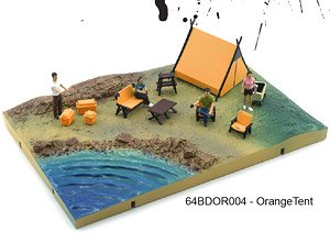 ジオラマシティ-004 キャンプ場 グリーンテント (ミニカー) - ホビー