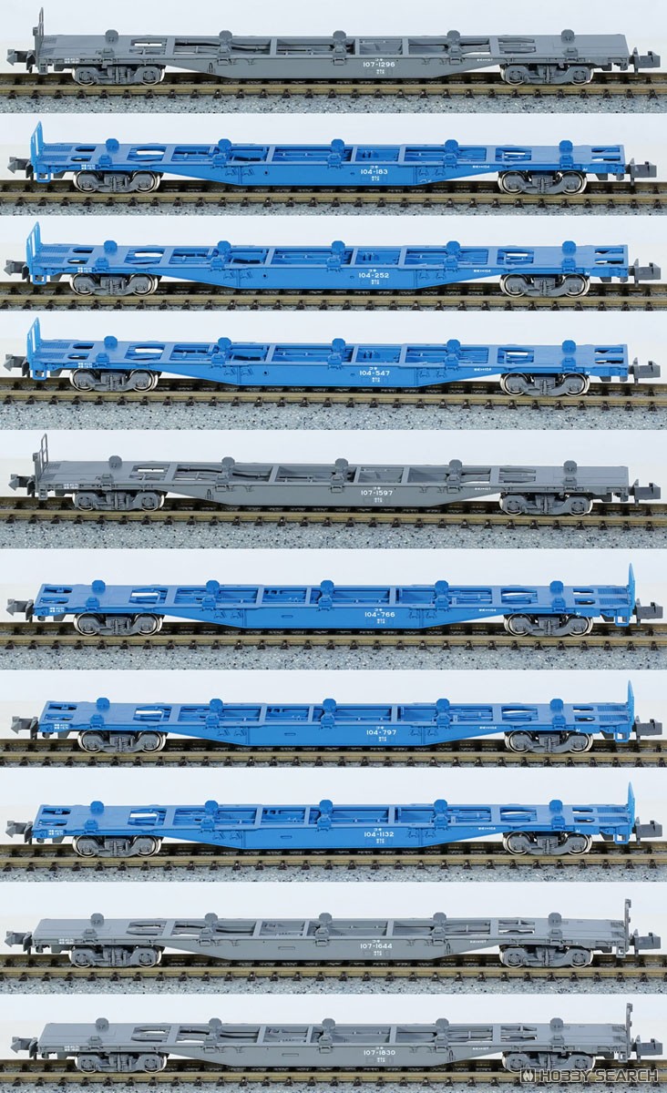 コキ104+コキ107 (JRFマークなし) コンテナ無積載 10両セット (10両