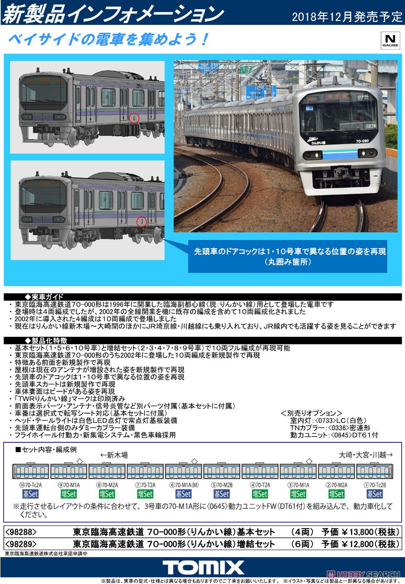 東京臨海高速鉄道 70-000形 (りんかい線) 増結セット (増結・6両セット