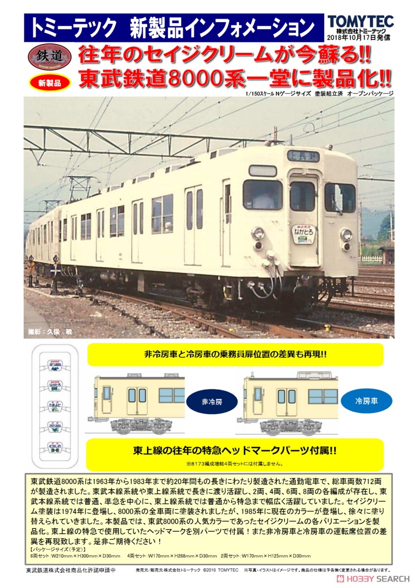鉄道コレクション 東武鉄道 8000系 8173編成セイジクリーム 基本4両