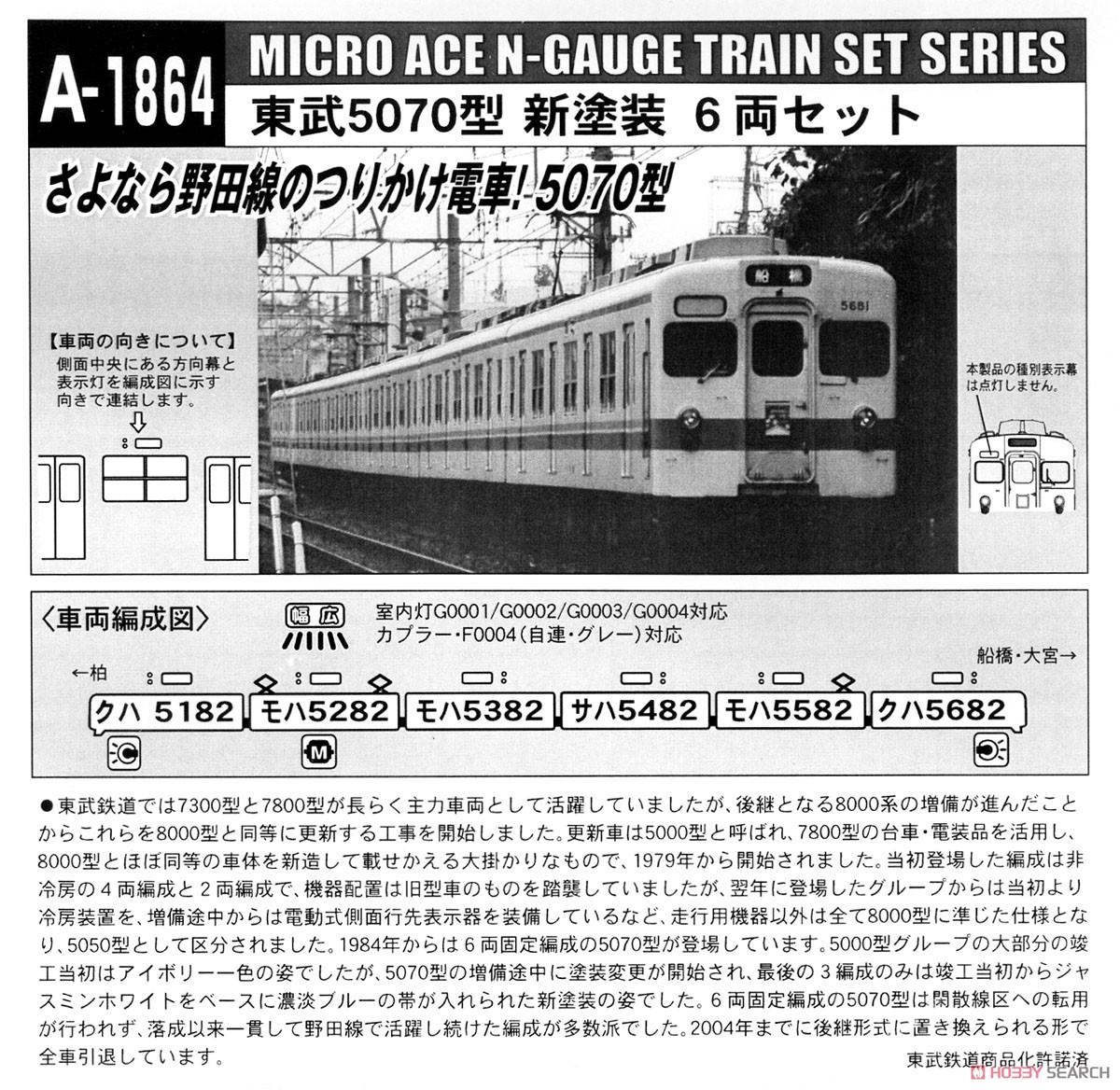 東武 5070型 新塗装 (6両セット) (鉄道模型) - ホビーサーチ 鉄道模型 N