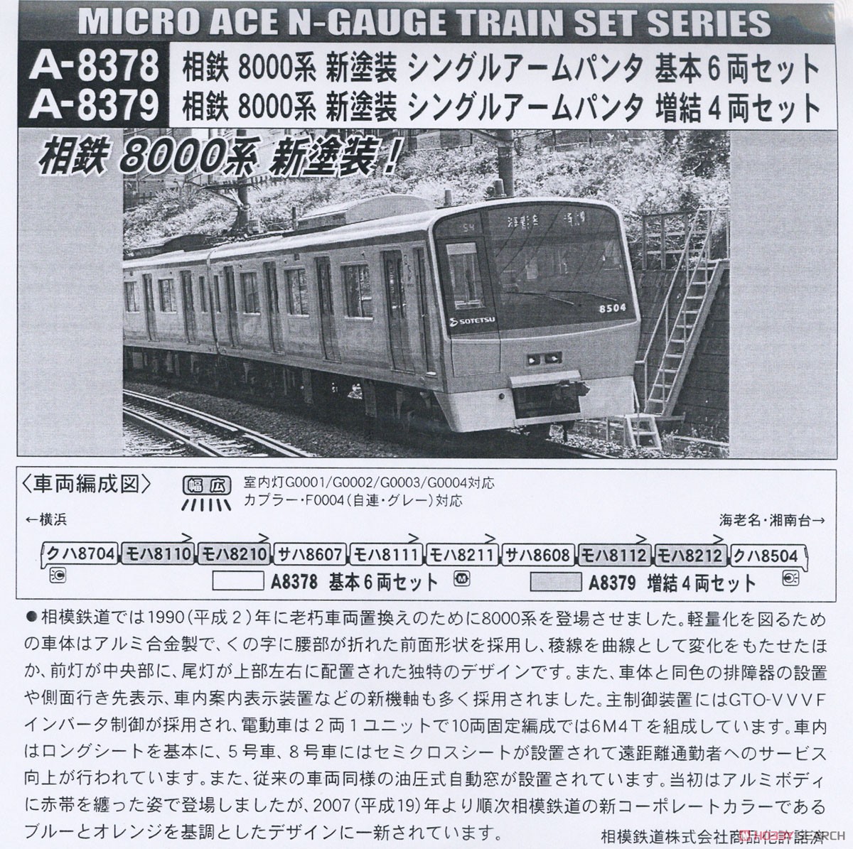 相鉄 8000系 新塗装 シングルアームパンタ 基本6両セット (基本・6両